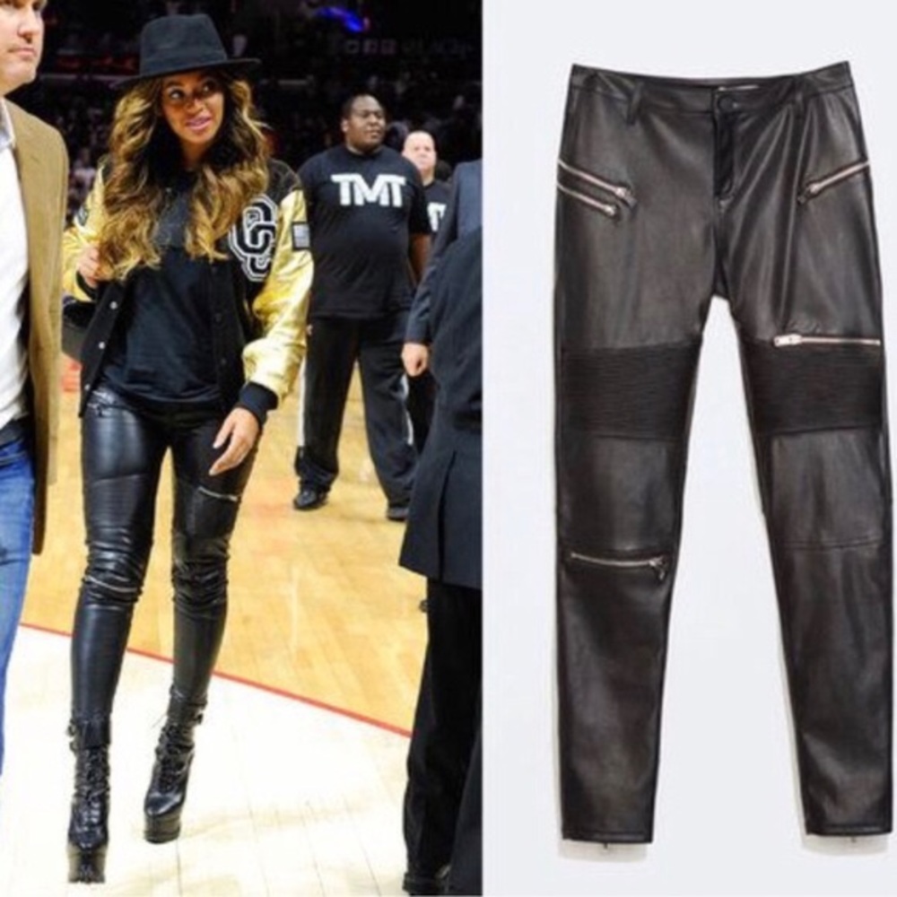 Zara Faux Leather Black Biker Pants
